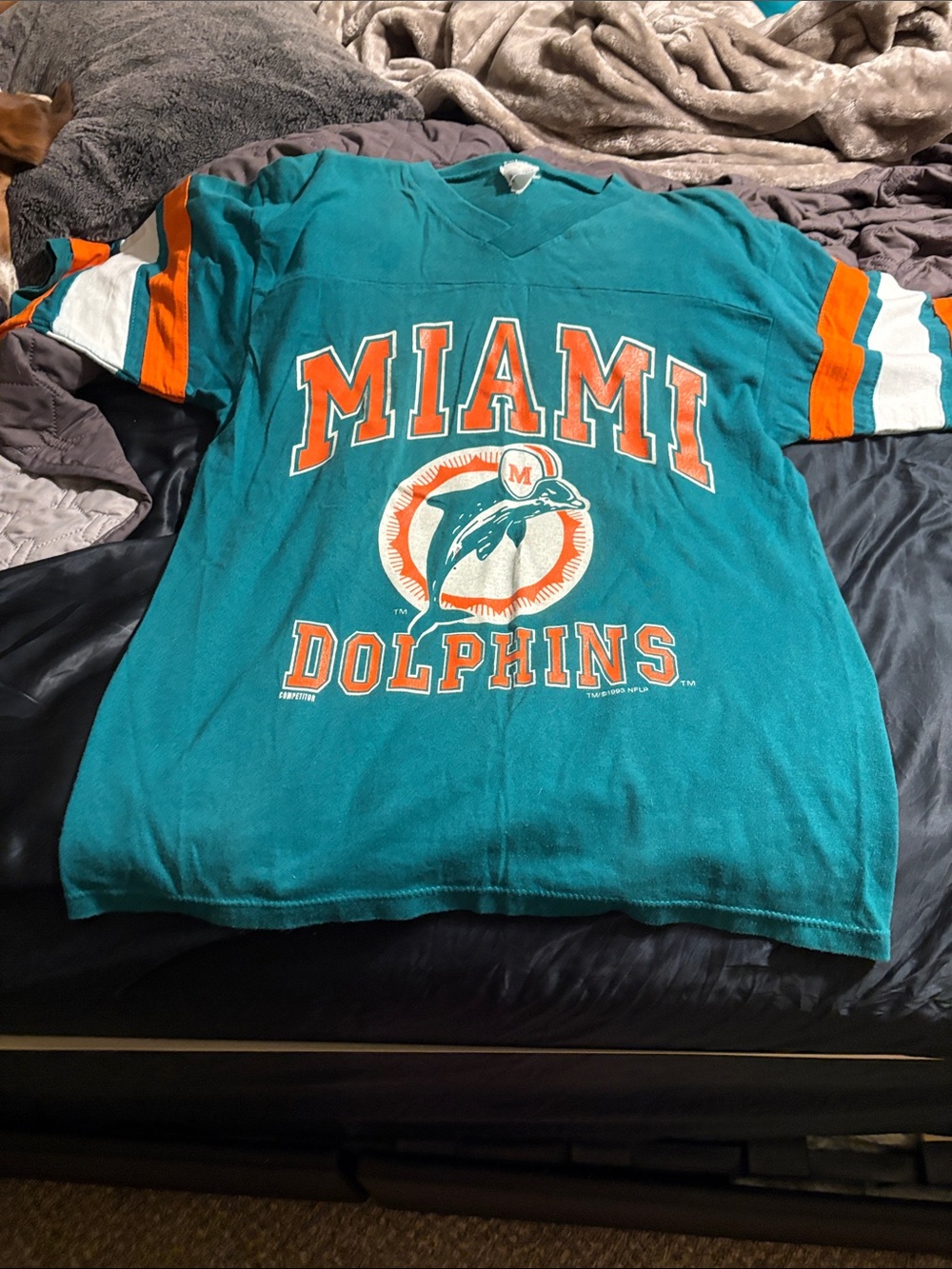 Miami Dolphins Teal and Orange Football Tee